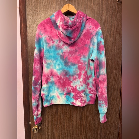 NWT AVIATOR NATION NINJA PULLOVER HOODIE SIZE XS TIE DYE TURQUOISE - Picture 4 of 10